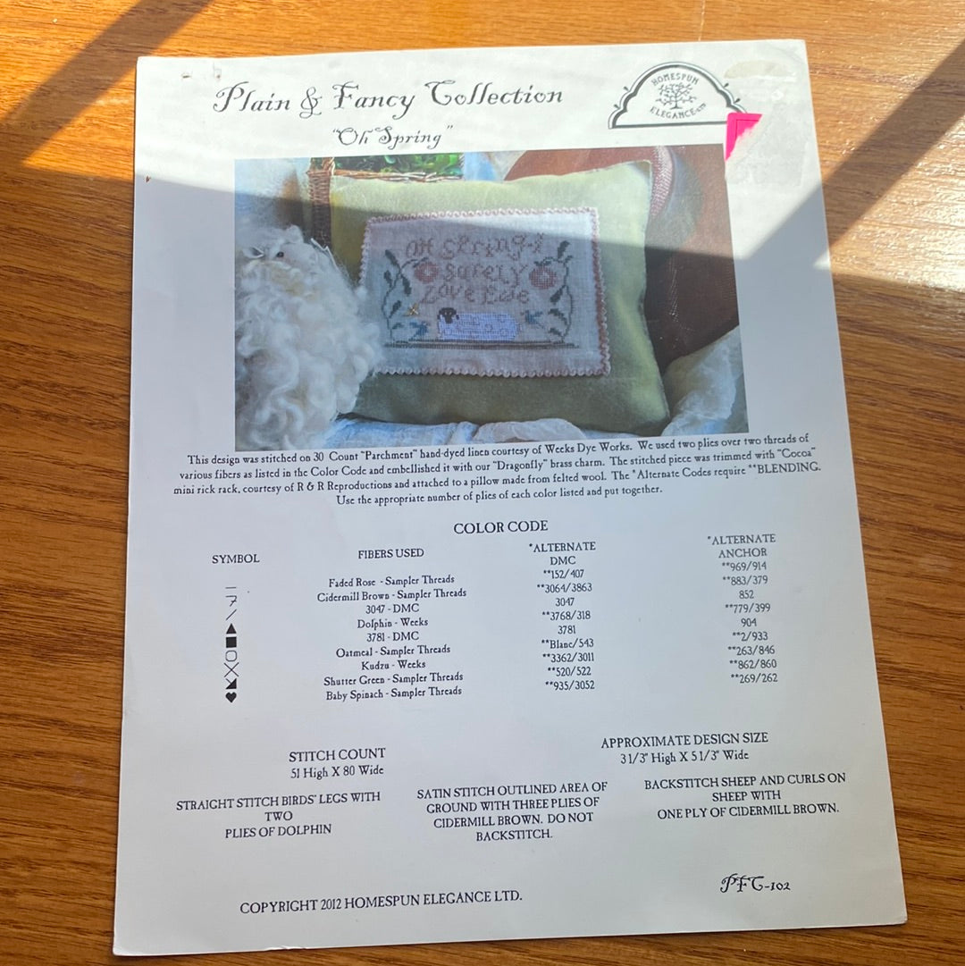 Plain & Fancy Collection “Oh Spring” Chart