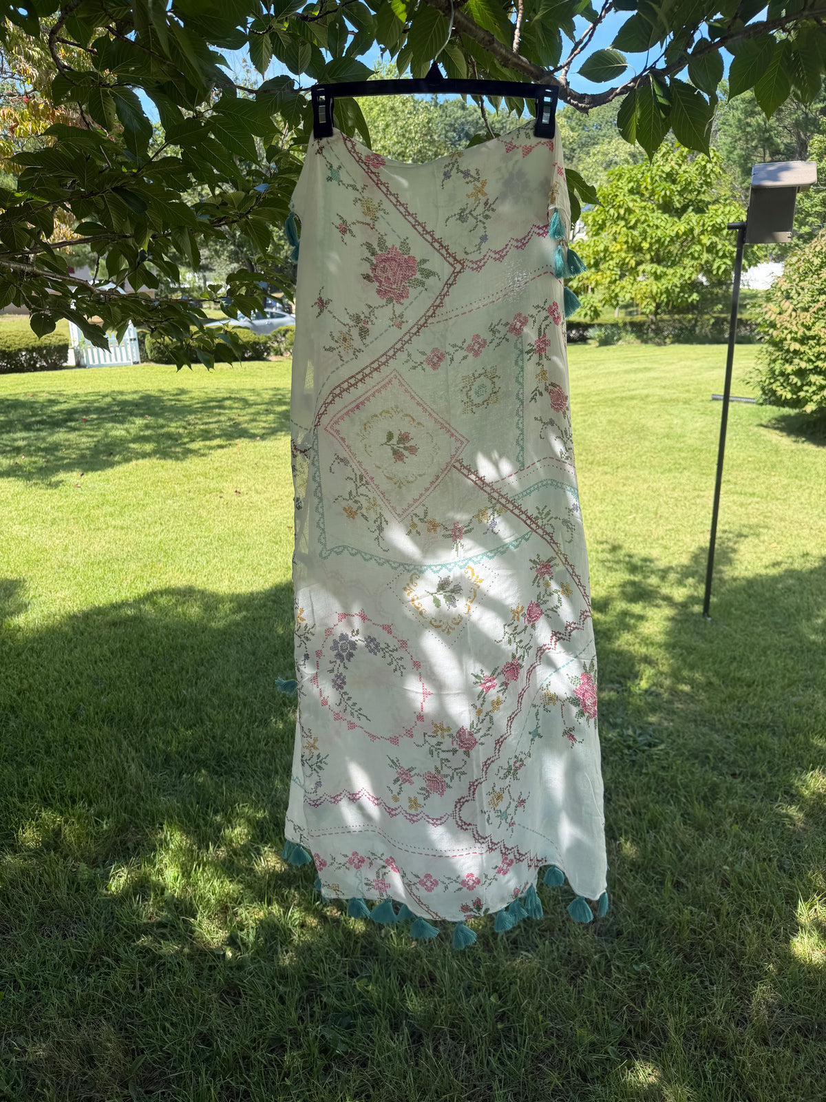 Natural Life Floral Cross Stitch Scarf