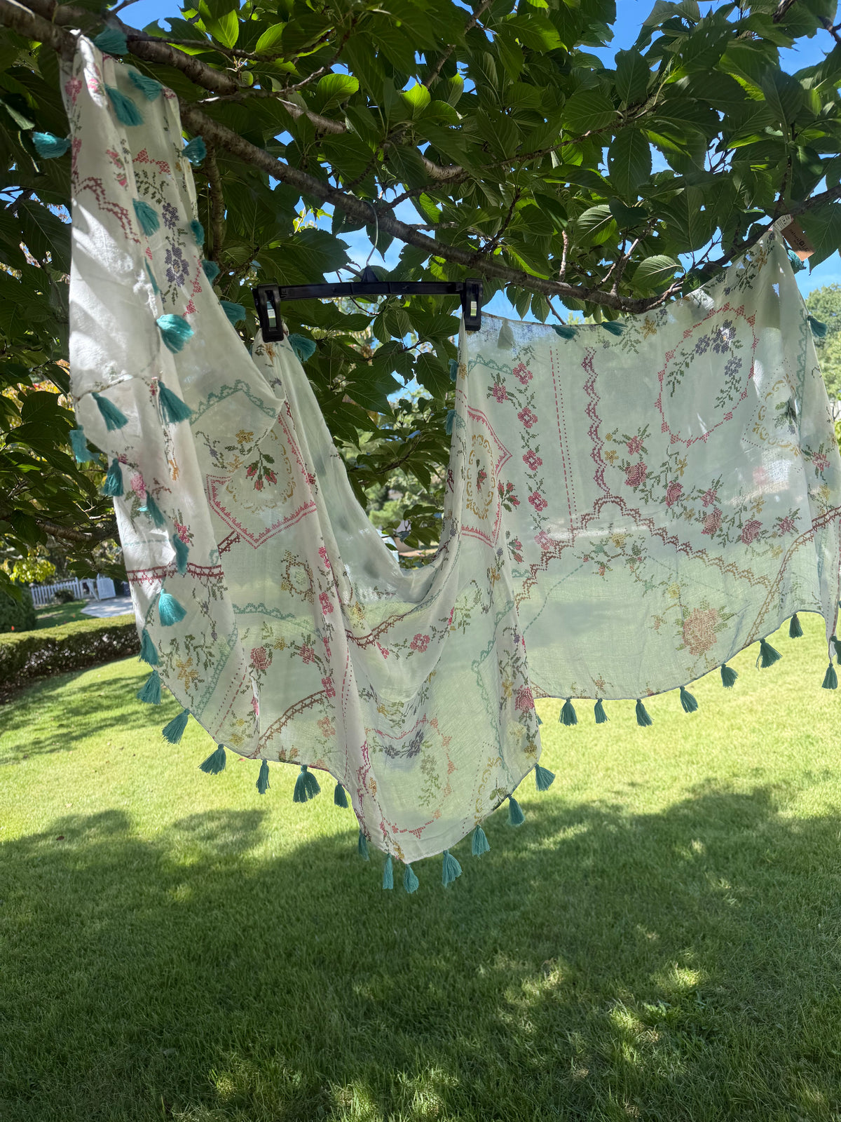 Natural Life Floral Cross Stitch Scarf