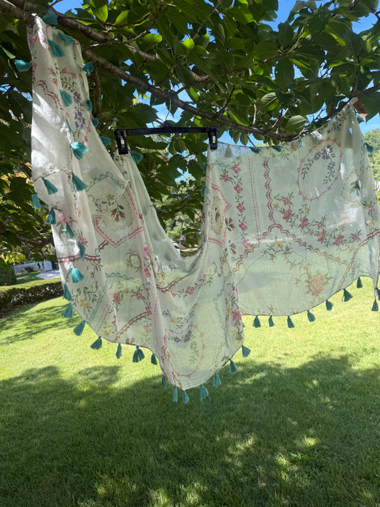 Natural Life Floral Cross Stitch Scarf