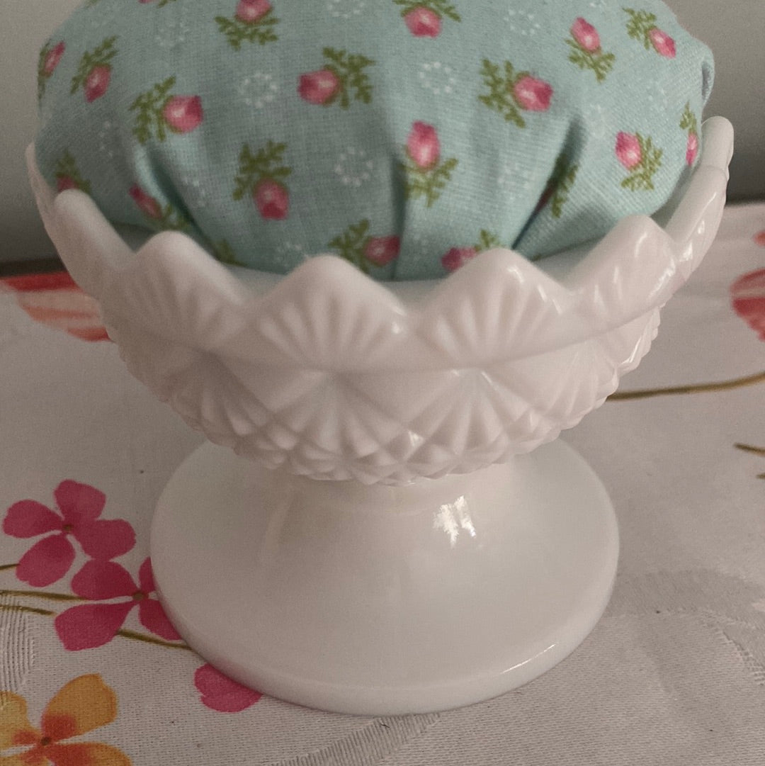 Vintage Milk Glass Pincushion