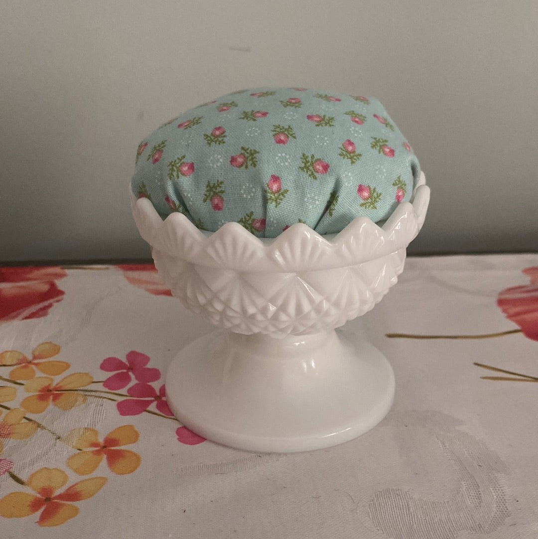 Vintage Milk Glass Pincushion